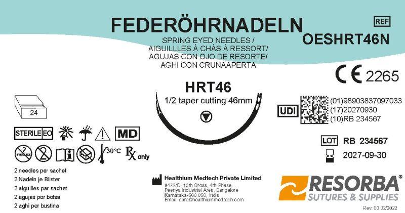 Голки хірургічні діаметром 1 мм, колючі з ріжучим вістрям, 1/2, довжиною 46 мм